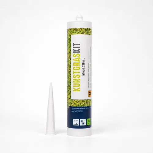 Koker kunstgraskit van 290 ml met losse spuitmond ernaast